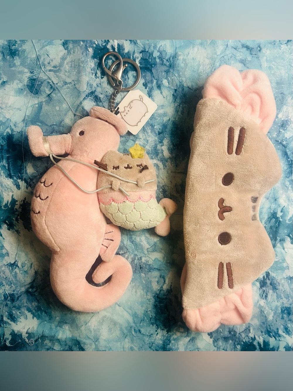 Pusheen 2 items 2019 mermaid seahorse bag charm keychain + Gund headband